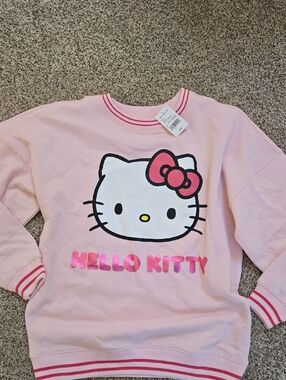 Hello Kitty Light Pink Crewneck with Metallic Pink Logo